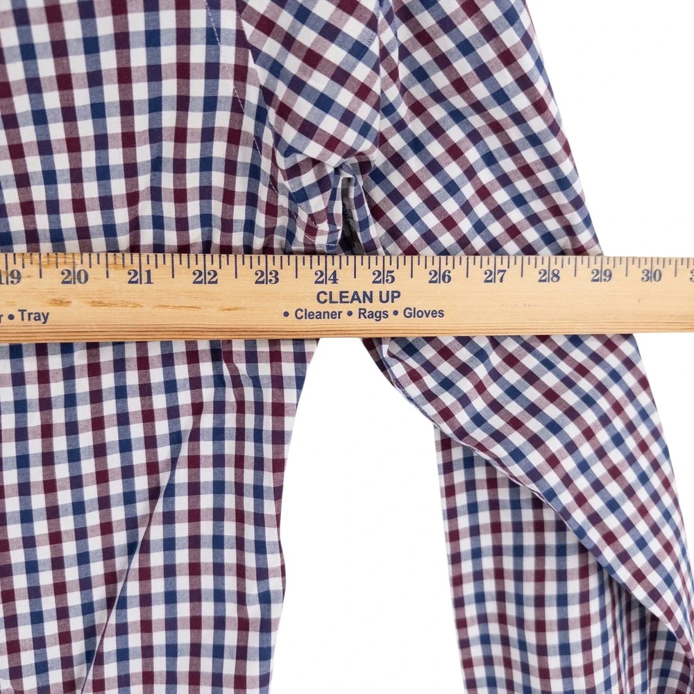 J Crew Slim Washed Shirt Men's XL‎ Red White & Blue Gingham Button Down Preppy